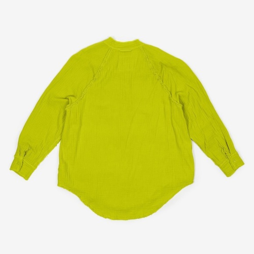 Aerie Gauzy Coverup Shirt Size XS Lime Slush Neon Cotton Beachy Resort Vacation - Picture 3 of 7